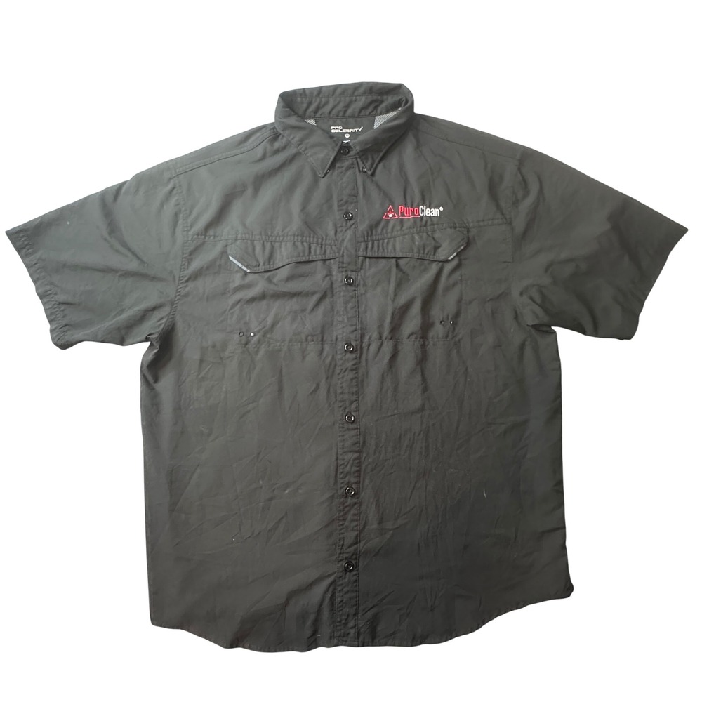 Pro Celebrity Shirt Men XL Black PuroClean Button Down Short Sleeve Utility Work